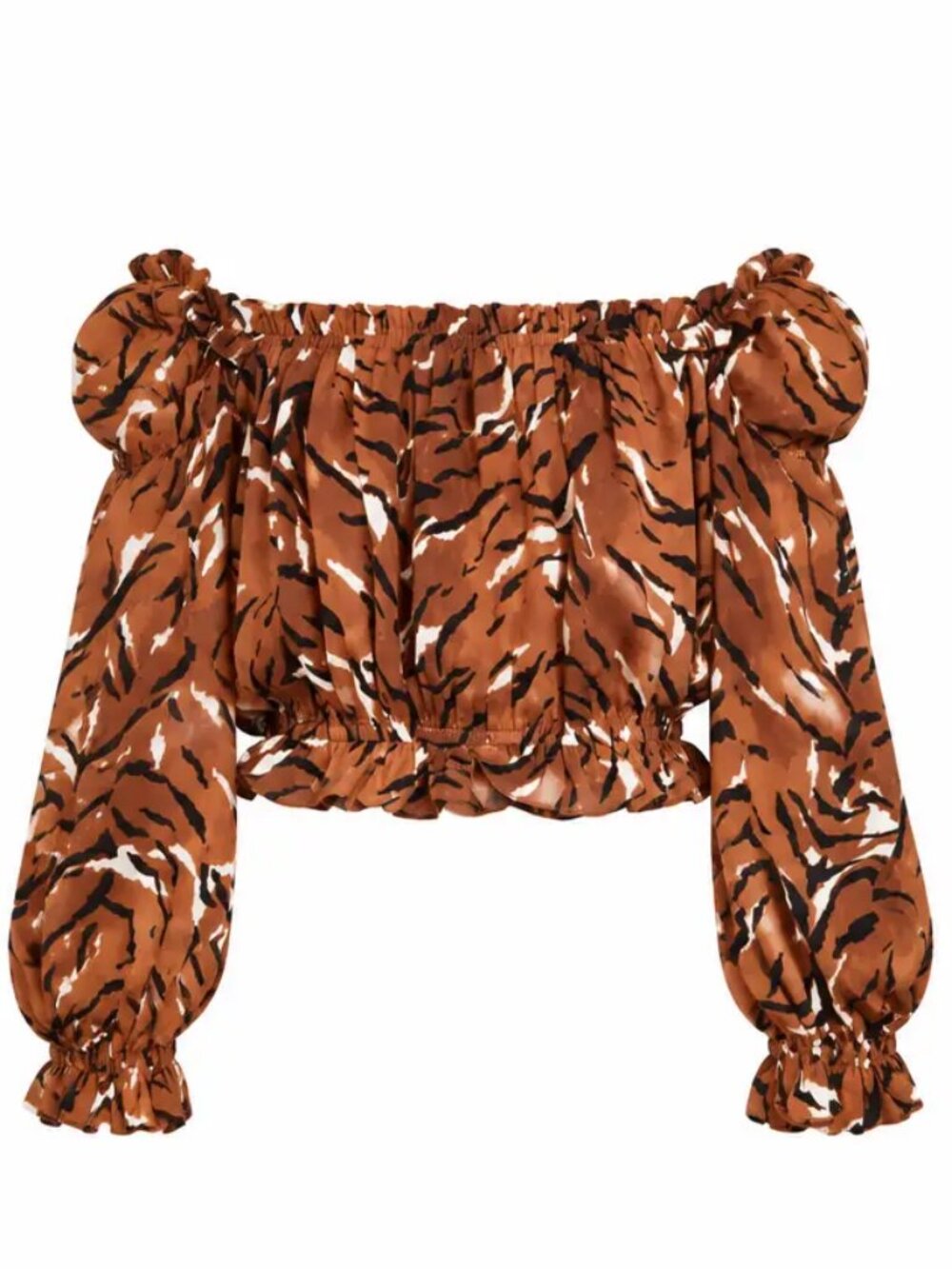 Buddy Love Orange Animal Print Off Shoulder Blouse, Size XS